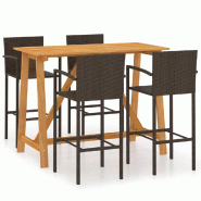 Helloshop26 - Ensemble de bar de jardin 5 pièces marron - 3000730747760