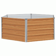 Helloshop26 - Jardinière surélevé industriel hexagonal 129 x 129 x 45 cm en acier galvanisé aspect bois 02_0059008 - Bois massif 3000240896323