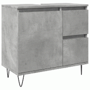 Helloshop26 - Meuble lavabo de salle de bain design industriel avec rangement 65 x 33 x 60 cm en bois gris béton 02_0051105 - gris Bois massif 300023