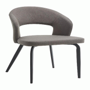 Mobiliara Lot de 2 Chaises Arthur Gris – Assise Mousse Haute Densité, Piètement Acier Époxy Madrid, Design Contemporain - gris polyester A06603/01