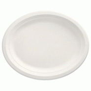 Papstar 50 assiettes en canne à sucre «pure» ovales 32 cm x 25,5 cm x 2 cm blanches - blanc Matériau naturel 89742-P