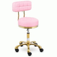 Physa - Physa Tabouret à Roulettes Professionnel Avec Dossier - 51-66 cm - 150 kg - Rose Pâle/Doré - Ergonomique Pour Coiffure - multicolore multi-