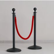 Poteau barrière noir/chrome + corde