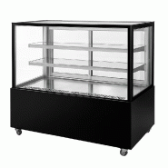 Romux® Vitrine Réfrigérée Pâtisserie Carrée sur Pied avec 2 Étagères Noir 640 Litres Ventilée | Vitrine en Verre Droit - 8435811804103