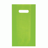 Sac plastique à poignées découpées - Vert anis 25x38cm - paquet de 100 - Polyéthylène basse densité