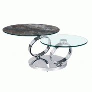 TABLE OLYMPE  À PLATEAUX PIVOTANTS EN VERRE ET CÉRAMIQUE ANTHRACITE