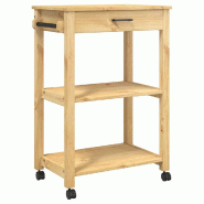 VidaXL Chariot de cuisine MONZA 60x40x88,5 cm bois massif de pin - marron Bois massif 376094