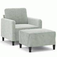 VidaXL Fauteuil avec repose-pied Gris clair 60 cm Velours Modèle Orion Office Select - 3201164