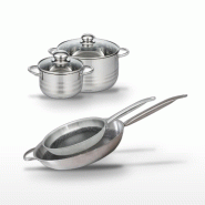 Batterie de cuisine avec 2 faitouts 16/24 cm et 2 poêles de cuisson 28/32 cm sans PFAS Elo Collection Relief Solution Brillant - gris 3176239941722_0
