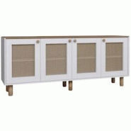 Buffet 4 portes en aggloméré Bohemian blanc avec cannage (4 portes) Hanah Home - 8684283882236 Buffet 4 portes en aggloméré Bohemian blanc avec cannage (4 portes) Hanah Home - 8684283882236