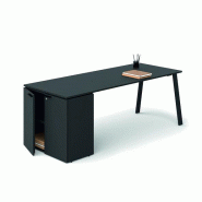 Bureau individuel Gradia Plus - sur armoire portes battantes en bois mélaminé noir - Dimensions 140/160/180/200 x 80 cm - Garantie 3 ans Bureau individuel Gradia Plus - sur armoire portes battantes en bois mélaminé noir - Dimensions 140/160/180/200 x 80 cm - Garantie 3 ans