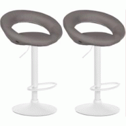 CLP Lot de 2 tabourets de bar Olinda tissu Gris/Blanc - gris textile 320245 CLP Lot de 2 tabourets de bar Olinda tissu Gris/Blanc - gris textile 320245