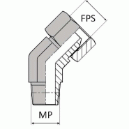 Coude 45° mâle NPT x femelle tournant NPSM (cylindrique) - Cône 60° - 1/4' , 13.61 , 3/8' , 14.41