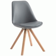 Décoshop26 - Chaise de cuisine salle à manger scandinave assise en PVC gris 4 pieds en bois forme carré clair 10_0003408 - gris 3000251566574 Décoshop26 - Chaise de cuisine salle à manger scandinave assise en PVC gris 4 pieds en bois forme carré clair 10_0003408 - gris 3000251566574