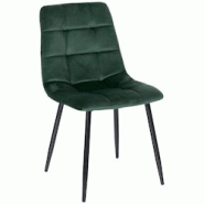 Décoshop26 - Chaise de salle à manger x1 coutures forme carrées en velours vert pieds en métal noir 10_0001965 - noir 3000250770507 Décoshop26 - Chaise de salle à manger x1 coutures forme carrées en velours vert pieds en métal noir 10_0001965 - noir 3000250770507