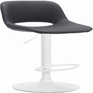 Décoshop26 - Tabouret de bar chaise haute x1 avec repose-pieds en PVC noir piètement métallique blanc 10_0004588 - blanc métal 3000252188362