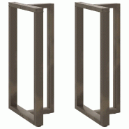 Helloshop26 - Lot de 2 pieds de table de bar en forme de T 60 x 35 x 111 cm avec niveleurs réglables design moderne en métal noir 02_0057367 - noir