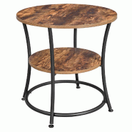 Helloshop26 - Table d'appoint ronde table console bout de canapé table de chevet 2 niveaux pour salon chambre montage facile 12_0003007 - marron mét