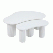 Oviala Business Table basse gigogne en mélaminé blanc - blanc Bois massif 112623