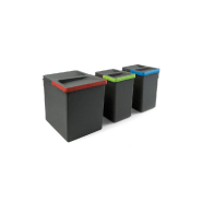 Poubelles pour tiroir de cuisine recycle, hauteur 266, 1x15 litres + 2x7 litres, gris