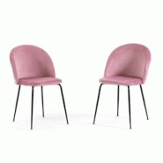 RATTATAN Lot de 2 chaises en velours avec pieds en métal, design élégant pour cuisine, salle à manger, bar ou restaurant – Sara – Rose/Gris fo RATTATAN Lot de 2 chaises en velours avec pieds en métal, design élégant pour cuisine, salle à manger, bar ou restaurant – Sara – Rose/Gris fo