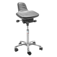 Siège assis debout en polyuréthane Alfa Alu - Hauteur d'assise 440/570 mm - Base aluminium - Mécanisme Easy Seat - Conforme EN 1335-2-3 Siège assis debout en polyuréthane Alfa Alu - Hauteur d'assise 440/570 mm - Base aluminium - Mécanisme Easy Seat - Conforme EN 1335-2-3