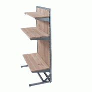 Structure gondole Héritage simple face 90x45x145cm - cadre métal vieilli et bois de pin - gris