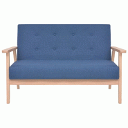 VidaXL Canapé à 2 places Tissu Bleu Modèle Zola - 244655