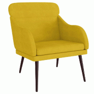 VidaXL Fauteuil Jaune 63x76x80 cm Velours Modèle Vega Office Métal - 351441
