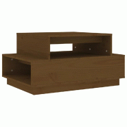 VidaXL Table basse Marron miel 80x55x40,5 cm Bois massif de pin Modèle Polaris Minimal - 814517