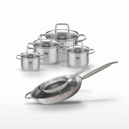 Batterie de cuisine set de casseroles et poêles 12/14/16/20 cm faitouts 24/32 cm poêles Elo Collection Relief Solution Citrin - gris 3176239940473