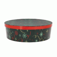 Boite carton ronde empilable "Noël vert" Ø33x10cm - par 10