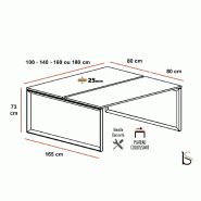 Bureau bench 2 personnes Star - Mobel Linea. - 180, Anthracite, Blanc_1