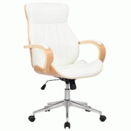 CLP Fauteuil de bureau Melilla en similicuir Nature / Blanc - blanc polyester 314332 CLP Fauteuil de bureau Melilla en similicuir Nature / Blanc - blanc polyester 314332