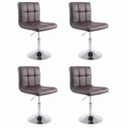 CLP Lot de 4 chaises lounge Palma V2 en similicuir ajustable et pivotant Marron - marron polyester 318657 CLP Lot de 4 chaises lounge Palma V2 en similicuir ajustable et pivotant Marron - marron polyester 318657