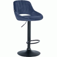 CLP Tabouret de bar Milet velours Bleu/Noir - bleu textile 322436 CLP Tabouret de bar Milet velours Bleu/Noir - bleu textile 322436