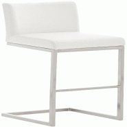 CLP Tabouret de bar Paros en similicuir Blanc - blanc polyester 1037202