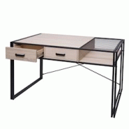 Décoshop26 - Bureau d'ordinateur avec tiroirs et compartiment de rangement design industriel 76x120x70cm aspect chêne 04_0001450 - 3000499532690 Décoshop26 - Bureau d'ordinateur avec tiroirs et compartiment de rangement design industriel 76x120x70cm aspect chêne 04_0001450 - 3000499532690