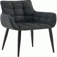 Décoshop26 - Chaise design rembourrée en tissu gris foncé design enveloppant pieds métal noir 10_0007481 - gris métal 3000266130685