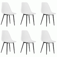 Décoshop26 - Set de 6 chaises de salle à manger en polypropylène blanc et métal noir DEC025666 - blanc 3000255377510