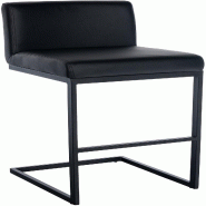 Décoshop26 - Tabouret de bar x1 avec dossier pieds en forme de luge en métal noir assise en similicuir noir 10_0005821 - noir métal 3000265238009