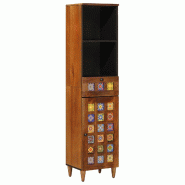 Helloshop26 - Armoire de salle de bain moderne avec tiroir et étagère 38 x 33 x 160 cm en bois de manguier noyer 02_0057805 - 3000240232725