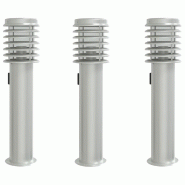 Helloshop26 - Lot de 3 lampadaires d'extérieur avec prise intégrée jardin 14 x 14 x 60 cm en acier inoxydable argenté 02_0056636 - argenté Polyca