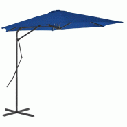 Helloshop26 - Parasol d'extérieur avec mât en acier 300 x 230 cm bleu 02_0008203 - bleu acier 3000438847762
