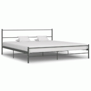 VidaXL Cadre de lit sans matelas gris métal 200x200 cm Modèle Kermelor - 284687