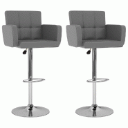 VidaXL Tabourets De Bar Lot De 2 Gris Similicuir - gris 323658