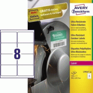 Avery Zweckform 320 étiquettes ultra-résistantes Laser blanches, format 99,1 x 67,7 mm (40 feuilles / cdt) - L7914-40
