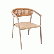 Emh Chaise de terrasse professionnelle Vally empilable – aluminium et textilène beige – usage chr intérieur/extérieur - beige aluminium VALLYCHBEIGE