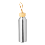 Gourde en aluminium recyclé - 600 ml - avec couvercle en bambou et anse Gourde en aluminium recyclé - 600 ml - avec couvercle en bambou et anse