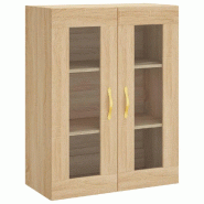 Helloshop26 - Armoire murale design pratique rangement moderne 69,5 x 34 x 90 cm en bois chêne sonoma 02_0048612 - verre 3000235373471